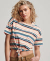 Superdry - Vintage Boxy Tie Front Tee Oatmeal Stripe