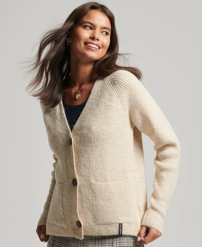 Superdry - Essential Super Soft Cardigan Ecru