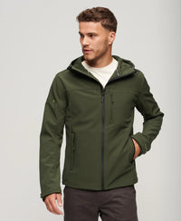 Superdry - Fleece Lined Softshell Hooded Jacket Dark Moss Green