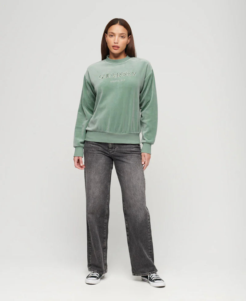 Superdry - Velour Graphic Boxy Crew Sweatshirt Light Jade Green