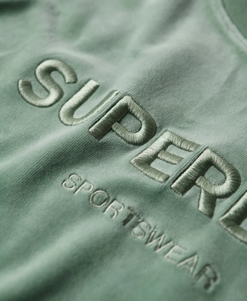 Superdry - Velour Graphic Boxy Crew Sweatshirt Light Jade Green