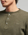 Superdry - Essential Logo Long Sleeve Henley Tee Olive Green Marle