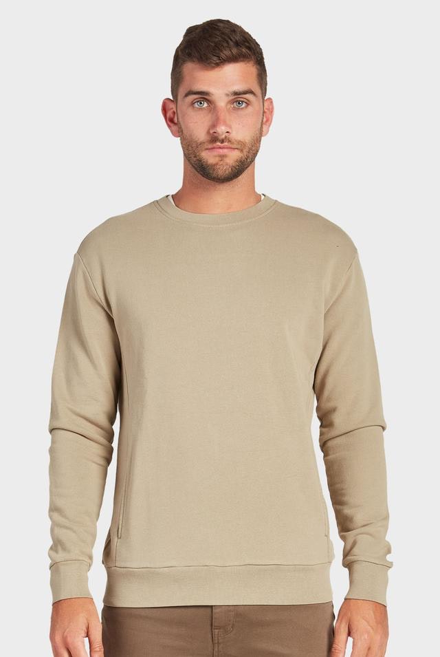 academy brand mens crew neck sweater in cedar green front