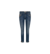 mos mosh nelly reloved jeans in full length with deep blue denim and stud detail on the pockets 