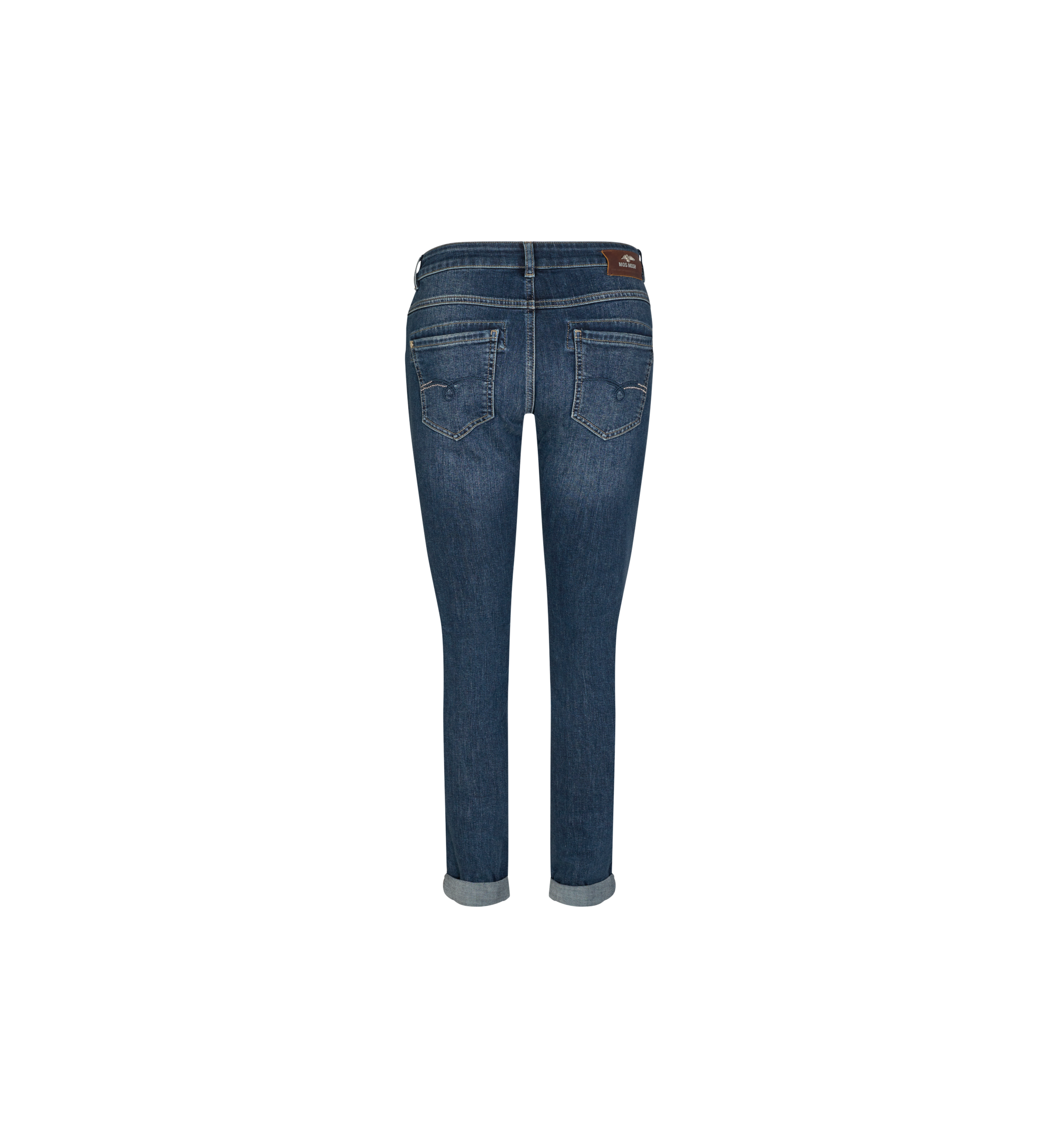 mos mosh nelly reloved jeans in full length with deep blue denim back pockets