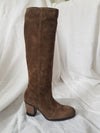 lili mill italian suede long dust taupe knee high heeled boots