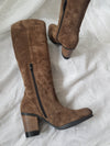 lili mill italian suede long dust taupe knee high heeled boots