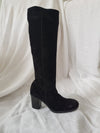 lili mill italian suede long black heeled boots