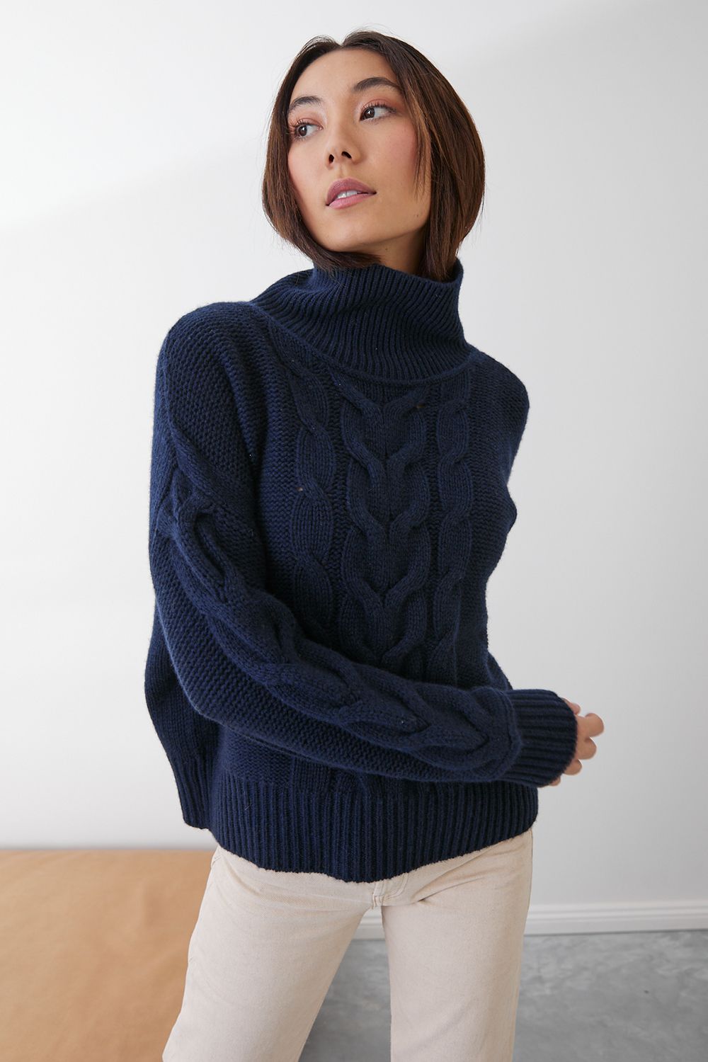 Mia Fratino - Fabian Cable Funnel Neck French Navy