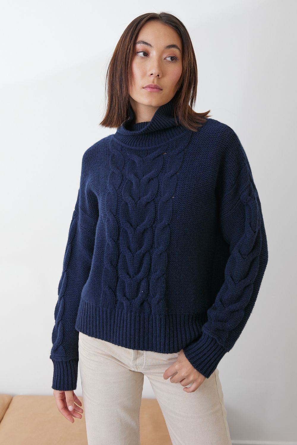 Mia Fratino - Fabian Cable Funnel Neck French Navy