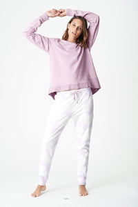 mavi tie dye cotton lounge pant in lilac and white slime loose fit