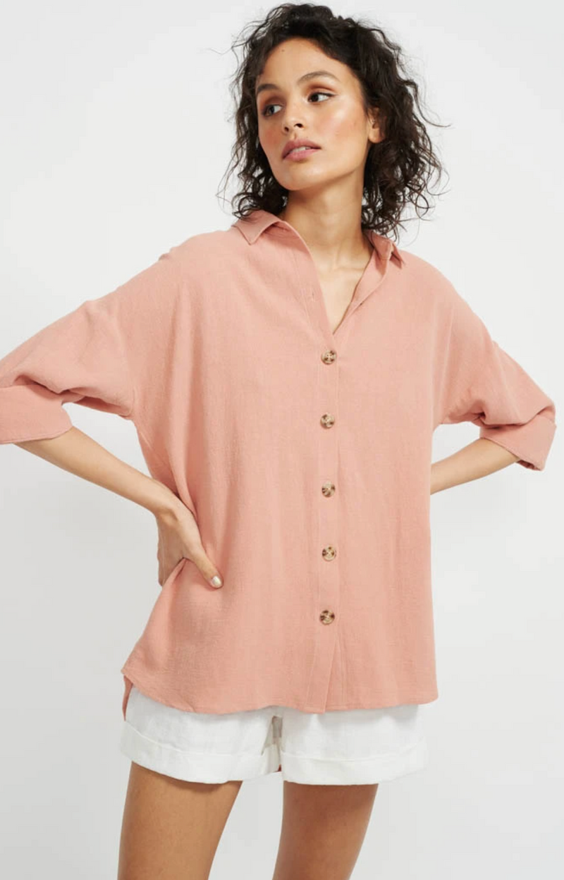 staple the label harvest oversized short sleeve shirt in peach