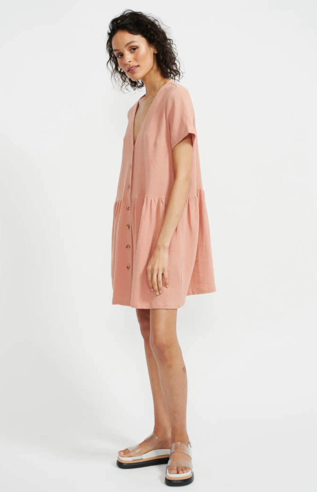 staple the label harvest shift dress peachy terracotta side