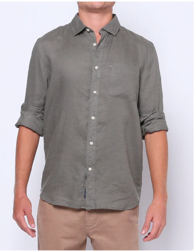 Academy Brand - Hampton L/S Linen Shirt in Olive