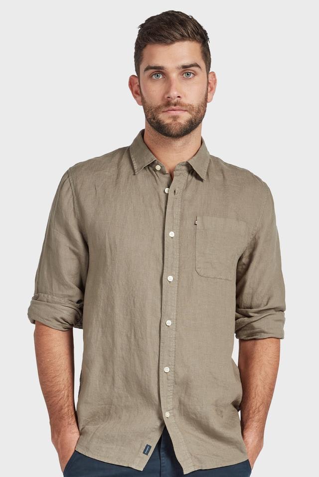 Academy Brand - Hampton L/S Linen Shirt in Olive