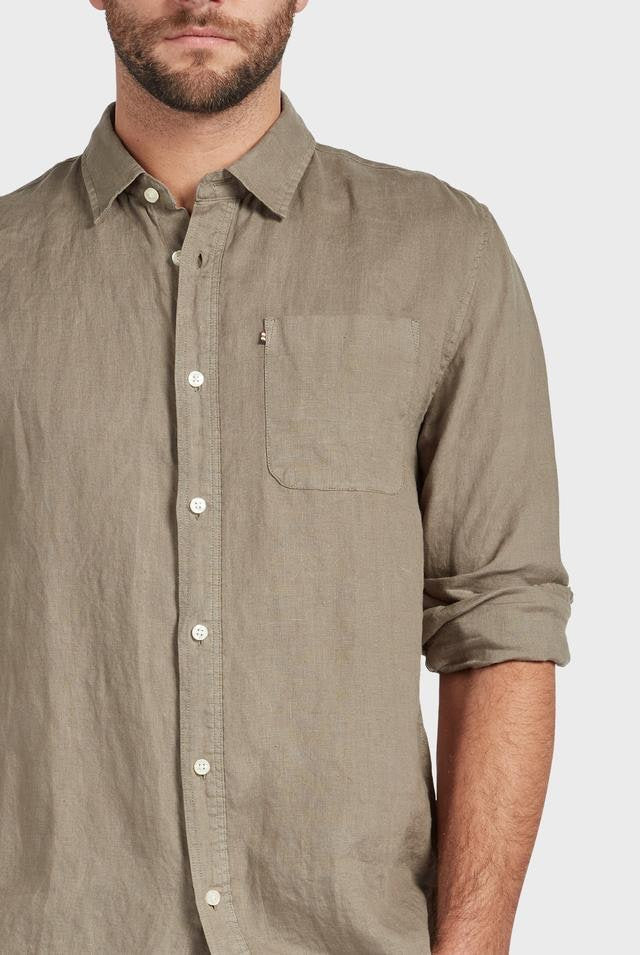 Academy Brand - Hampton L/S Linen Shirt in Olive