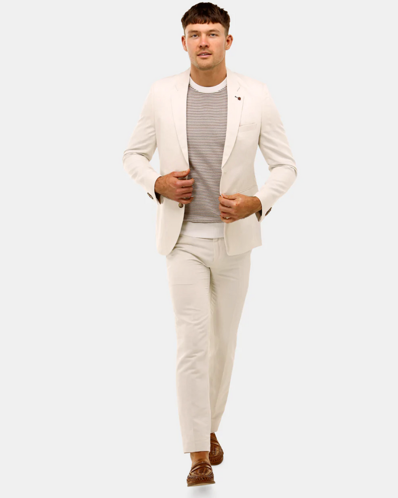 Brooksfield - Linen Blend Sleek Blazer Oat