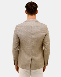 Brooksfield - Linen Houndstooth Check Blazer Walnut