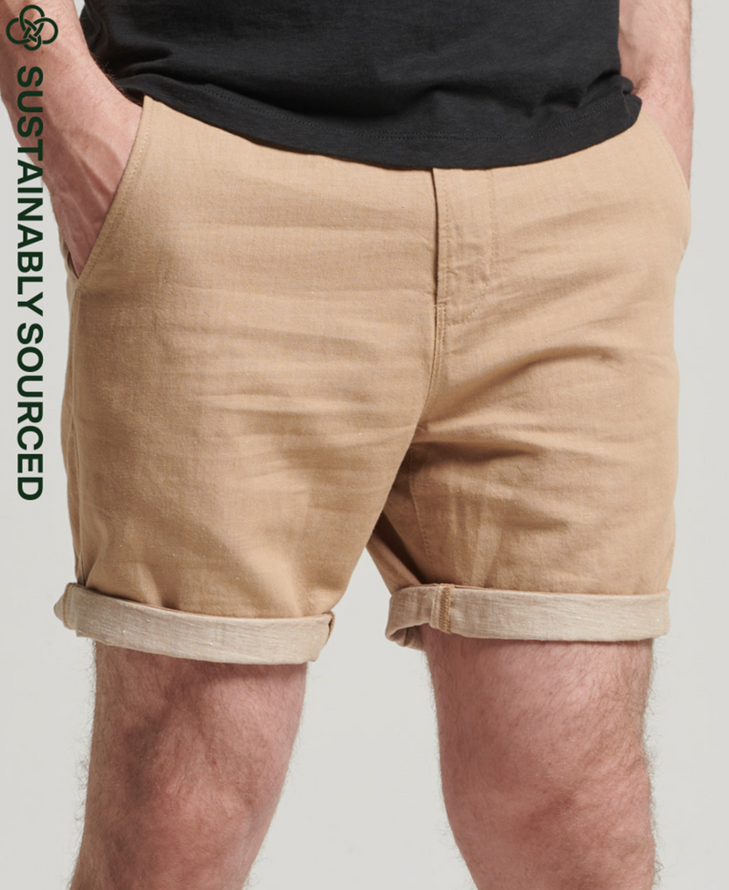 Superdry - Studios Linen Turn Up Short Classic Tan