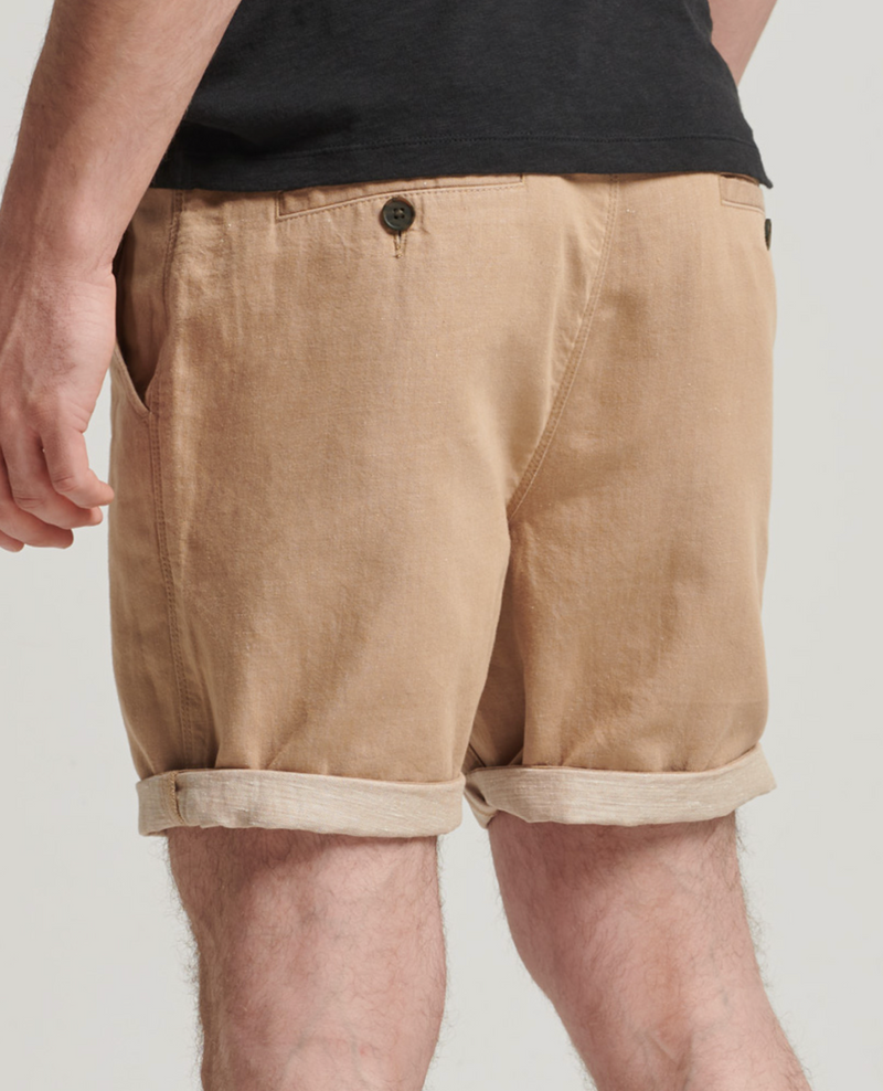 Superdry - Studios Linen Turn Up Short Classic Tan