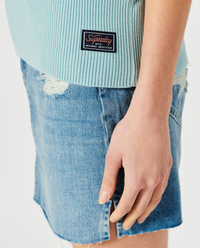 Superdry - Vintage Cropped Knit Polo Soft Blue
