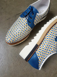 Torretti 8497 Blue Yellow White Woven Platform