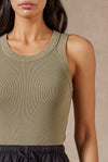 Academy Brand Womens - Essential Rib Tank Dune Green