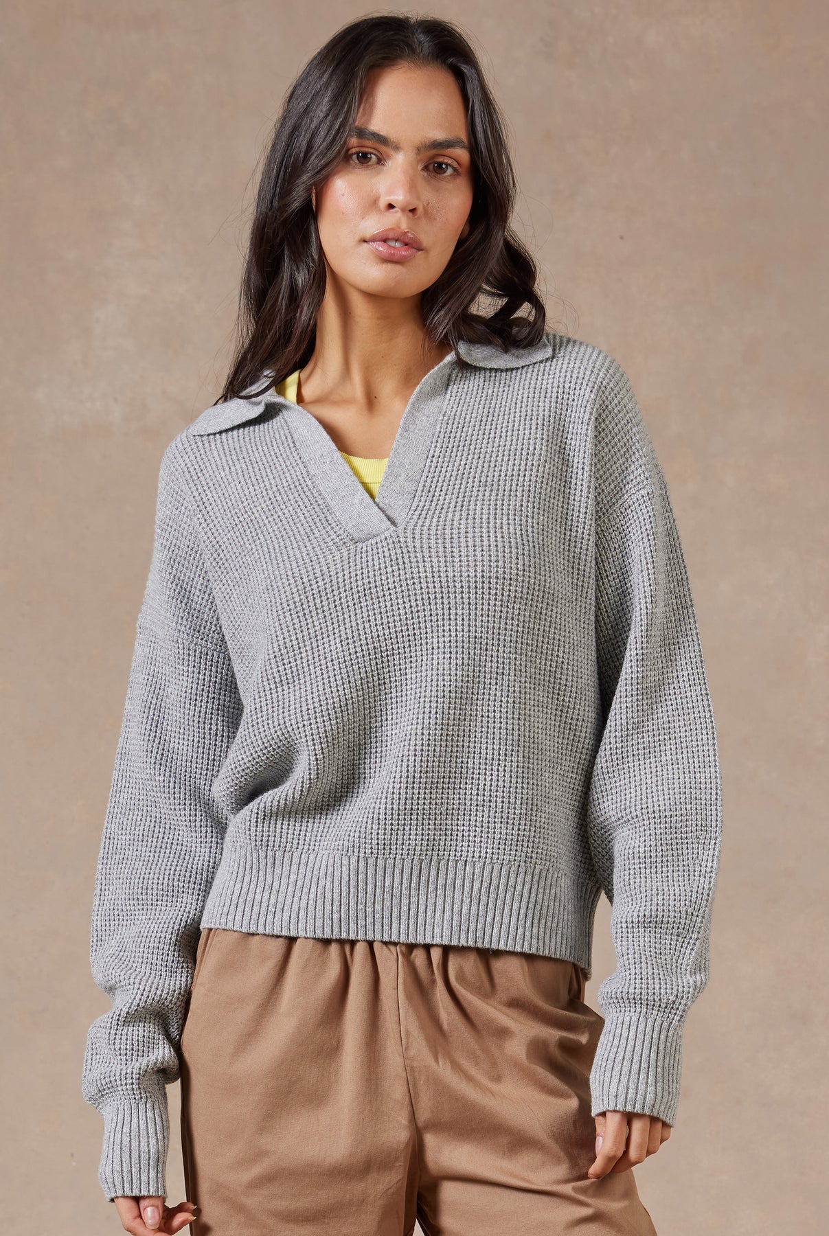 Academy Brand Womens - Malibu Collared Sweater Silver