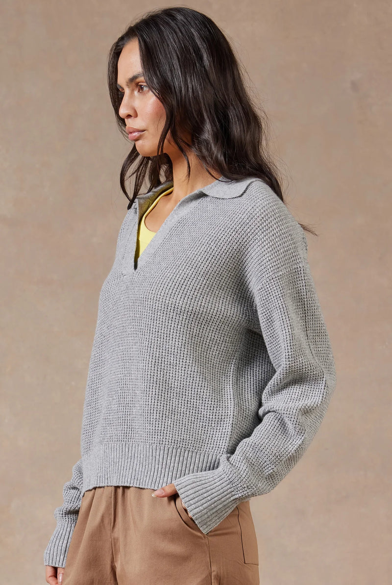Academy Brand Womens - Malibu Collared Sweater Silver