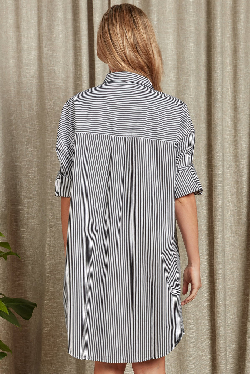 Academy Brand Womens - Tayla Poplin Shirt Dress Black Stripe