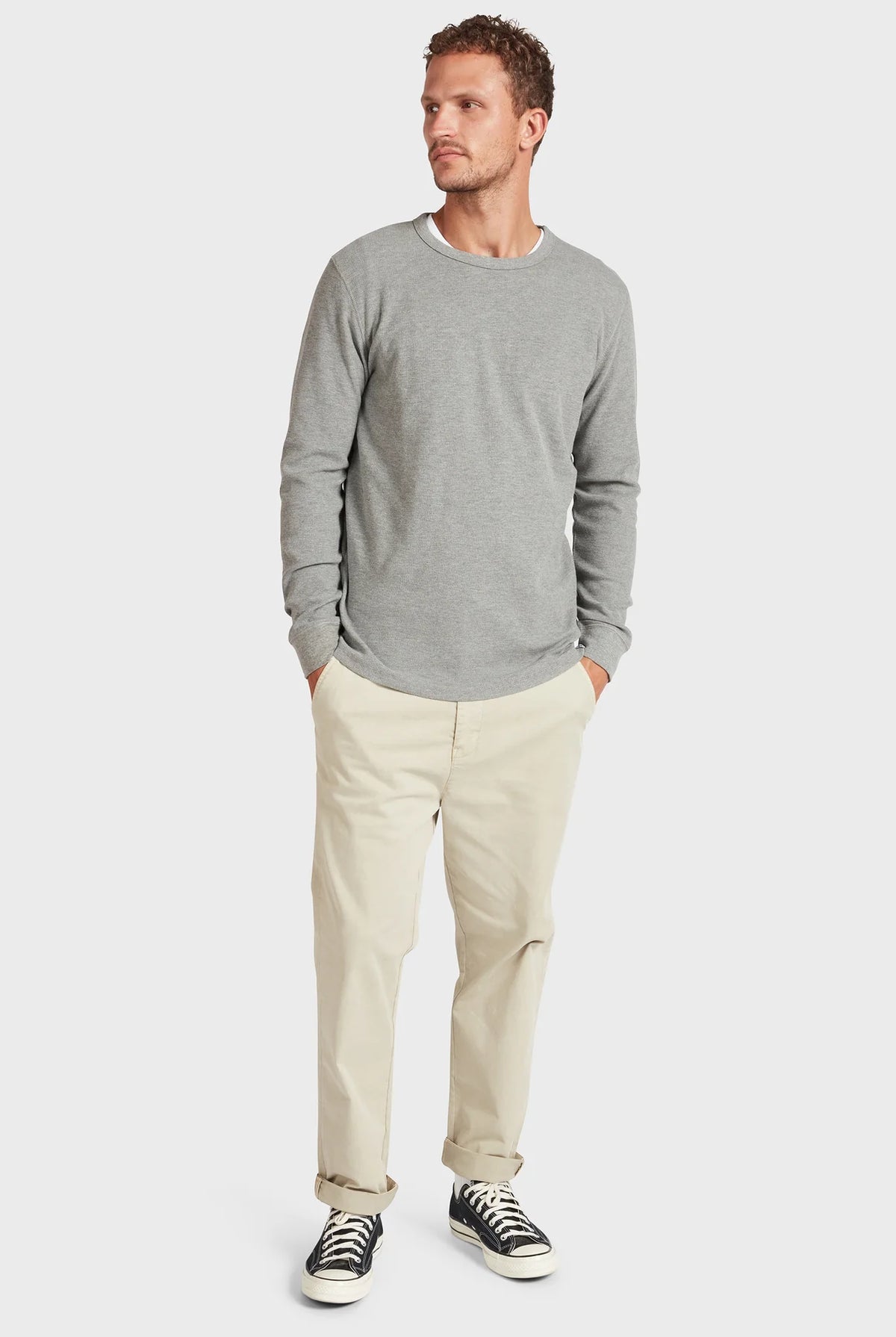Academy brand - Workers Long Sleeve Crew in Grey Marle