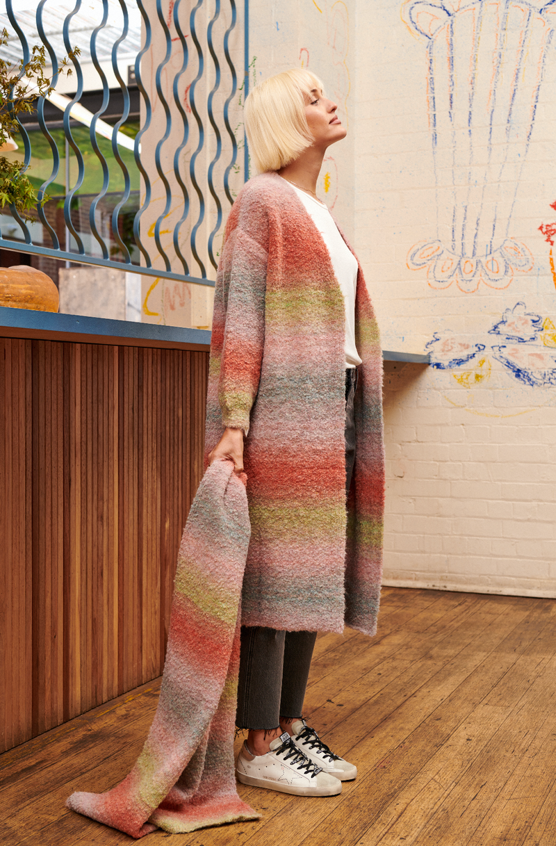 Barry Made - Funnel Cardigan Rainbow Ombre