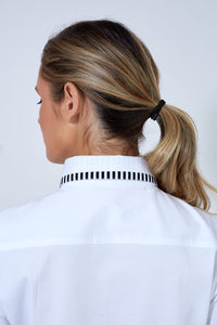 Hanna Edwards - Revive Twill Shirt With Peter Pan Collar And Velvet Details