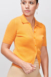 McIntyre Merino - Claire Button Up Polo Soft Orange