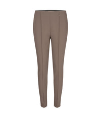 womens skinny chocolate brown taupe skinny pant with front vertical seam mos mosh front