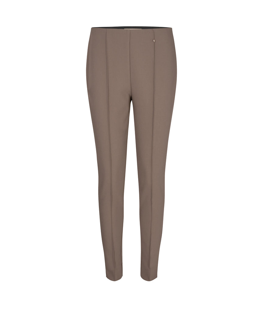 womens skinny chocolate brown taupe skinny pant with front vertical seam mos mosh front