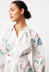 ONCE WAS - Isla Custom Applique Embroidered Cotton Raw Edge Trim Shirtdress