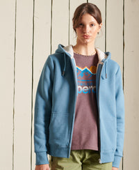 Superdry - Borg Lined Zip Hood Pottery Blue