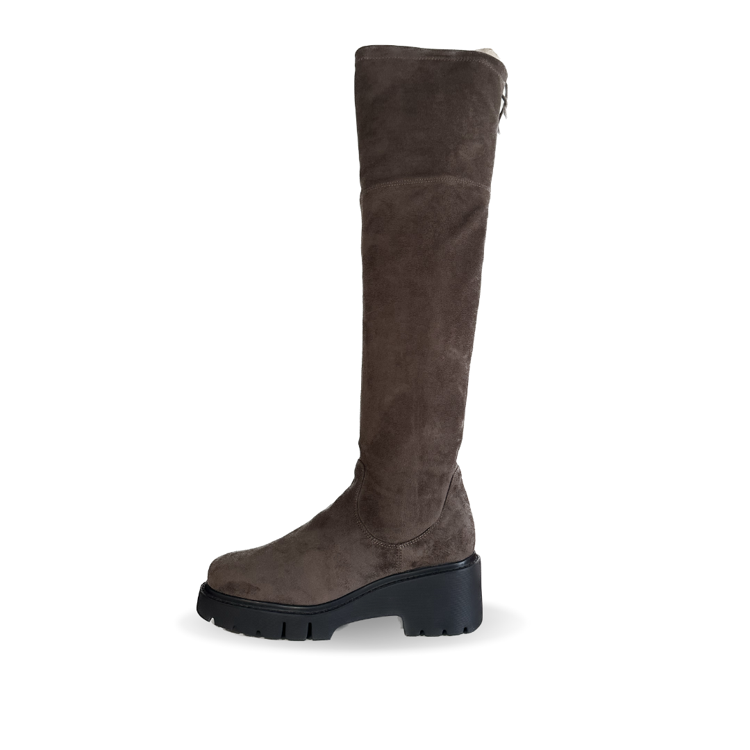 Knee High Overknee Unisa UNISA Faux Suede Over Knee Boot Taupe