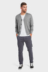 mens merino long sleeve wool cardigan grey marle with tee