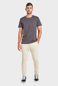 academy brand basic mens crew neck cotton tee in navy with chinos