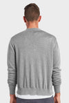 mens merino long sleeve wool cardigan grey marle back