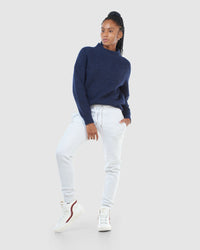 superdry womens jogger in ice marle cotton fleece