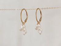 pearl cluster earrings on yellow gold hoops finerrings