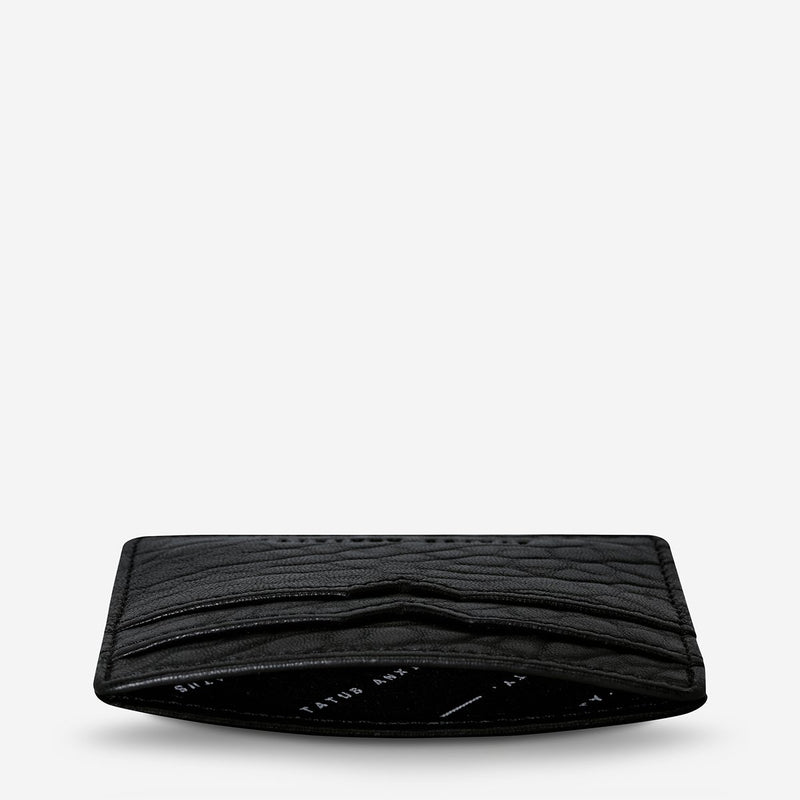 Status anxiety minimal card wallet black bubble leather side together for now