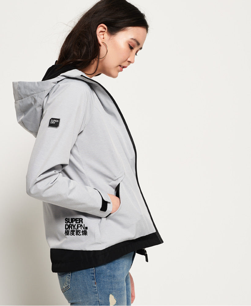 Grey Hooded SD Windtrekker jacket by Superdry side view hood and pockets