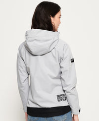 Grey Hooded SD Windtrekker jacket by Superdry back view logo