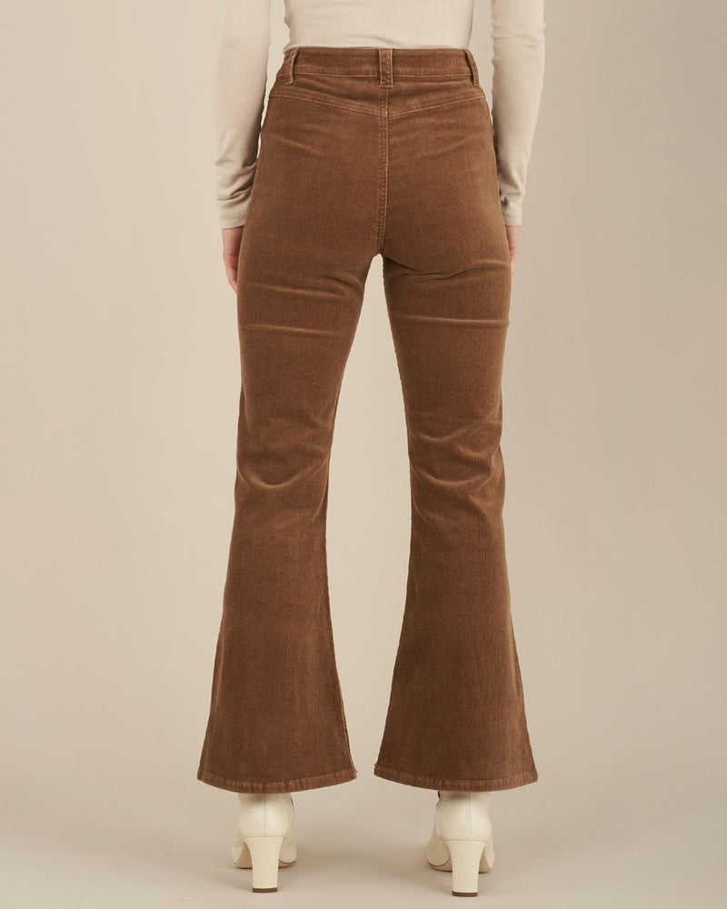 amelius corduroy brown flare womens pants back high waist